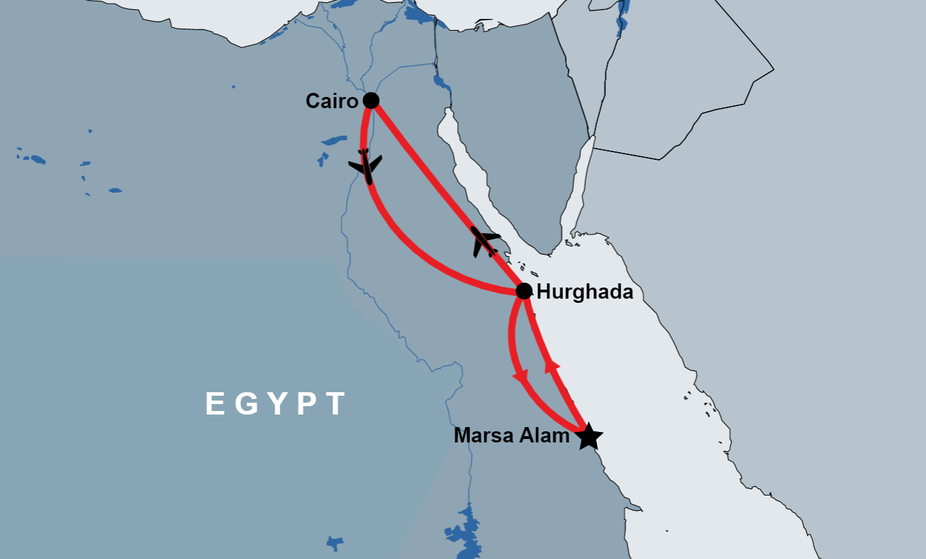 Cairo Tour from Marsa Alam by Flight map Cairo Tour from Marsa Alam by Flight map